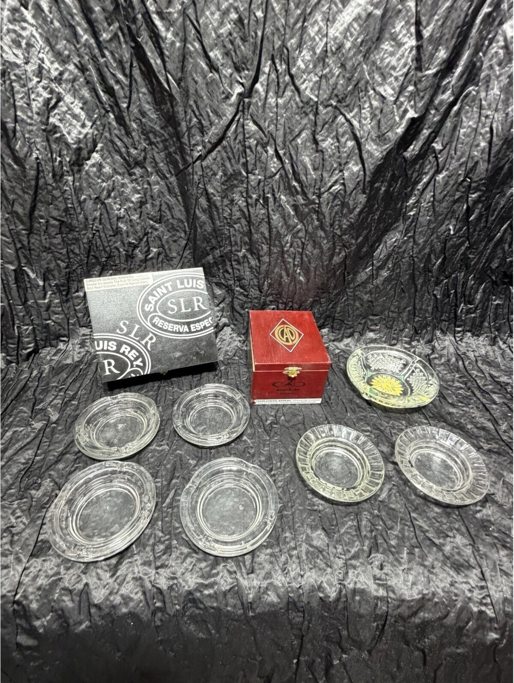 Vintage  Lot Ashtrays & Empty Cigar Boxes- 9 Total